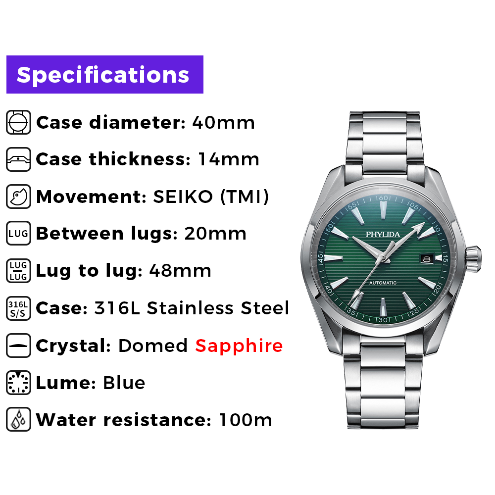 PHYLIDA New Aqua Automatic Wat - Seiko Watch Presage 评论和价格