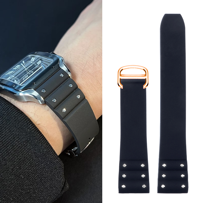 High quality Rubber watchband  - Cartier Watch Santos 评论和价格
